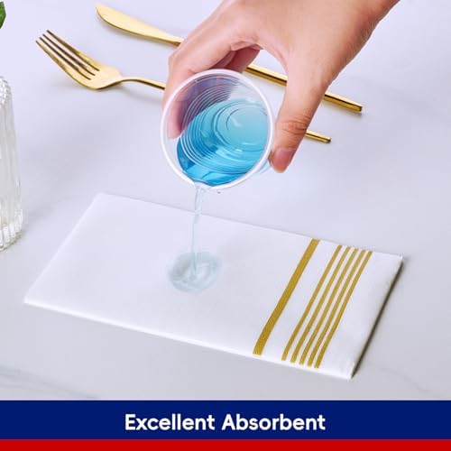 600 Gold Disposable 3 Ply Paper Dinner Napkins, Guest Hand Towels - Image 5