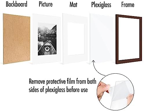 Americanflat 9x12 Picture Frame with Polished Plexiglass - Set of 5 - Use as 6x8 Frame with Mat or Display 9x12 Photo Without Mat - Galleria Collection - Picture Frames for Wall Display - Mahogany