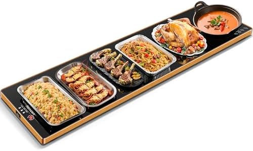 Warming Trays for Buffets Party, 59"x12", Tempered Glass Food Warmer, Black by Aanuan