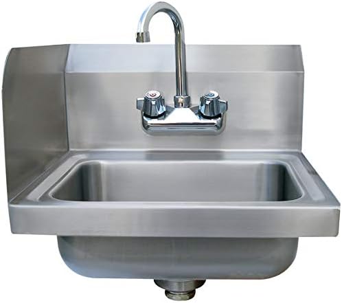 Commercial Stainless Steel Hand Wash Sink with Left Splash Guard – 16" x 16" | NSF Certified | Wall-Mount Handwashing Station