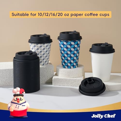 JOLLY CHEF 500 Pack Disposable Coffee Cup Lids, 3.6'' Black Plastic Lids - Image 6