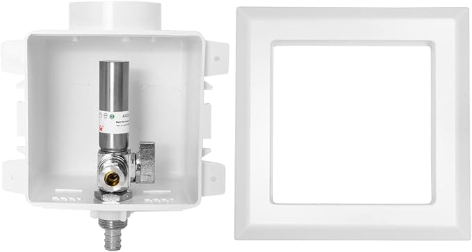 EFIELD Pex Pre-assembled Dishwasher Outlet Box, 1/2-Inch Barb Crimp Pex F1807 with Installed 1/4-Turn Stop Angle Valve, Stainless Steel Hammer Arrestor Chrome,(DW011)