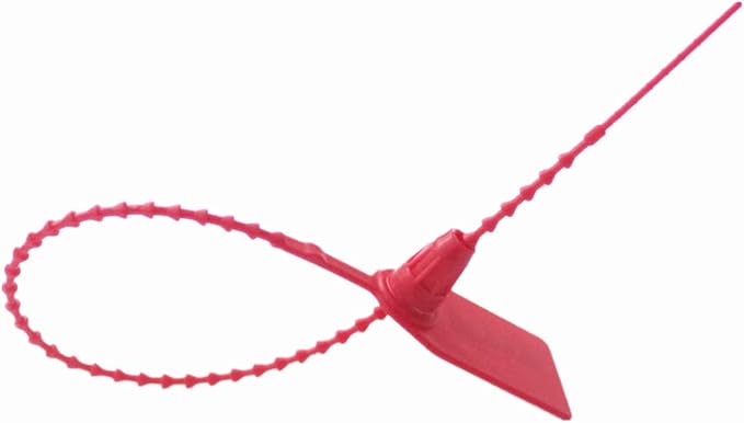 Plastic Security Seals Disposable Tags Safety Padlocks Zip Ties Numbered 9.84 inches 200 pcs per Bag (200pcs, Red)