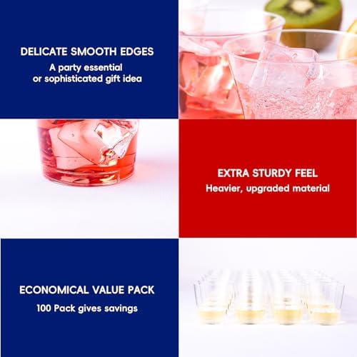 JOLLY CHEF 100 Pack 1 oz Disposable Plastic Shot Glasses, Mini Shot Cups - Image 5