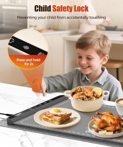 Warming Mat for Food, 36x15 Inch, Dark Grey, Fast Heat, Child Lock - Image 7