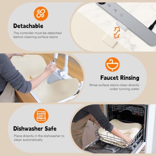 Homelove Warming Mat for Food - Electric Warming Tray with 7-Level Temp Settings & 6 Hours Timer, Full Surface Graphene Heating, Waterproof Dishwasher-Friendly Food Warmer for Parties, Kitchen (Beige) - Image 2