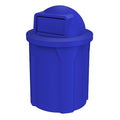 Campus Collection 42 Gallon Round 100% Recycled Plastic Heavy-Duty Commercial Indoor or Outdoor Trash Can with Push Lid and Internal Liner | Great for Schools and Businesses - Blue