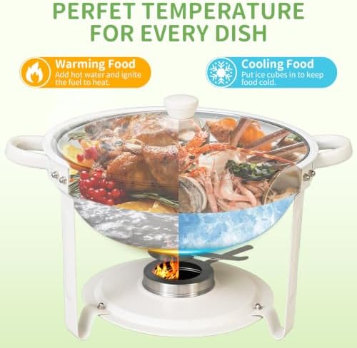ALSO GO 4Pack 6QT White Chafing Dishes for Buffet with Glass Lid - Image 2