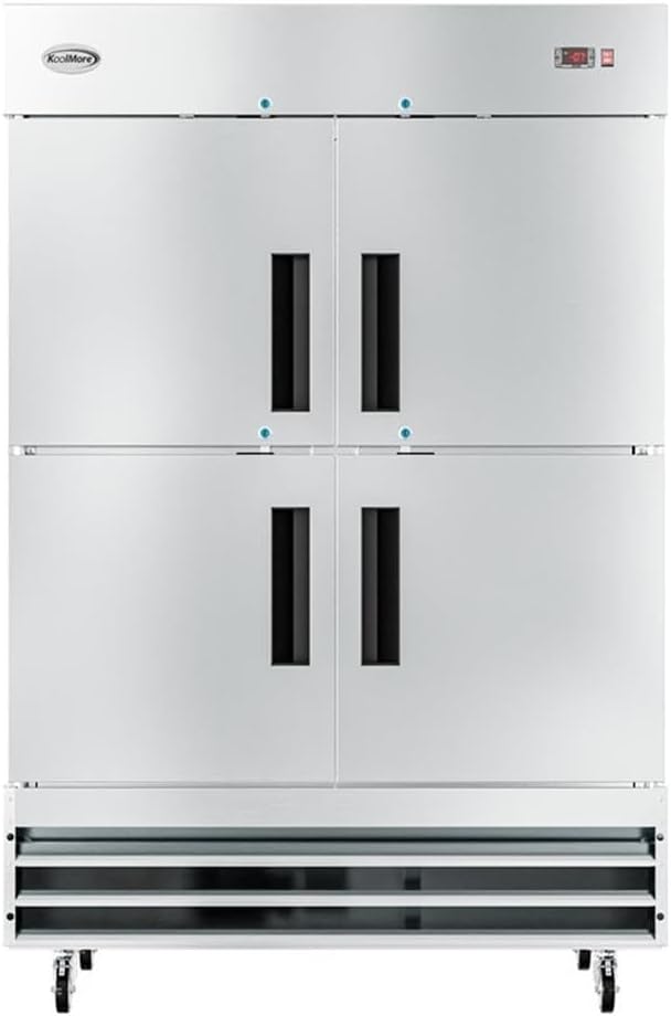 Pemberly Row 54" Commercial Stainless Steel Half Door Reach-in Freezer in Silver