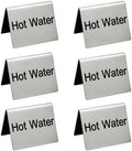 New Star Foodservice Stainless Steel Table Tent Sign (Silver (Hot Water), 2-Inch by 2-Inch (Set of 6) by NewStarFoodservice
