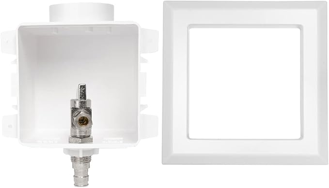 EFIELD Pex Dishwasher Outlet Box, 1/2-Inch Pex-A F1960 Expansion Fitting Inlet Connection with Installed 1/4-Turn Stop Angle Valve, Chrome Plated,(DW002)
