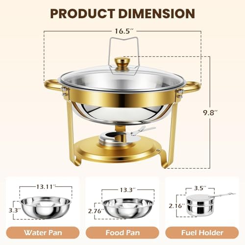 POWERFUEL 7QT Stainless Steel Chafing Dishes for Buffet with Serving Tongs - Image 4