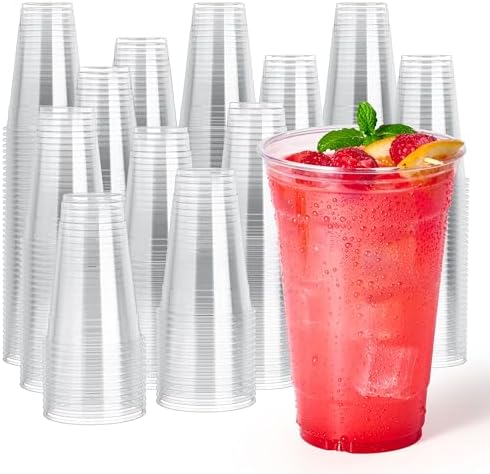 JOLLY CHEF 20 oz Plastic Cups, 1000 Pack Disposable Clear Drinking Cups by JOLLYCHEF