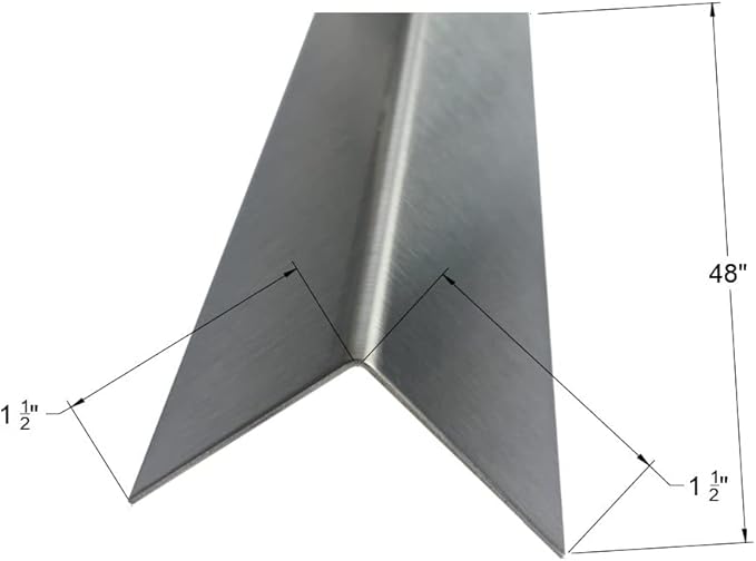Brushed 304 Stainless Steel Corner Guards, 48" Wall Protectors, 20ga & 16ga, Available in 1/2" to 4", Multi-Pack Options (1, 2, 5, or 10) (10, 1 1/2 x 1 1/2, 20ga, No Hug Edges)