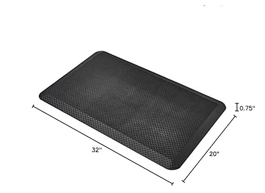 Amazon Basics 3/4" Rectangular Durable Anti-Fatigue Ergo Comfort Standing Mat, 32x20, Black