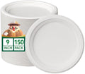 JOLLY CHEF 9 Inch Paper Plates, White Compostable Plates 150 Pack by JOLLYCHEF