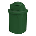 Campus Collection 42 Gallon Circle 100% Recycled Plastic Heavy-Duty Commercial Outdoor or Indoor Trash Can with Push Open Dome Lid and Internal Liner | Great for Schools and Businesses - Green