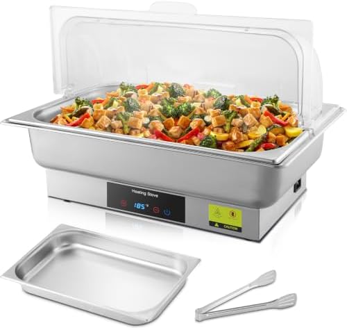 Electric Chafing Dish Buffet Server with Touch Control, 9QT Full Size Food Pan, Stainless Steel Roll Top Food Warmer for Catering Buffet by THXSUN