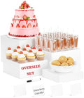 Metal Buffet Risers,4PCS OVERSIZED Food Risers for Buffet Table 8IN to 11IN Display Stand with Mini Acrylic Signs for Catering Dessert Wedding Collectibles Jewelry Figures Show Grayish White Cube Boxes Nesting Risers with Hollow Bottoms by YFEEN
