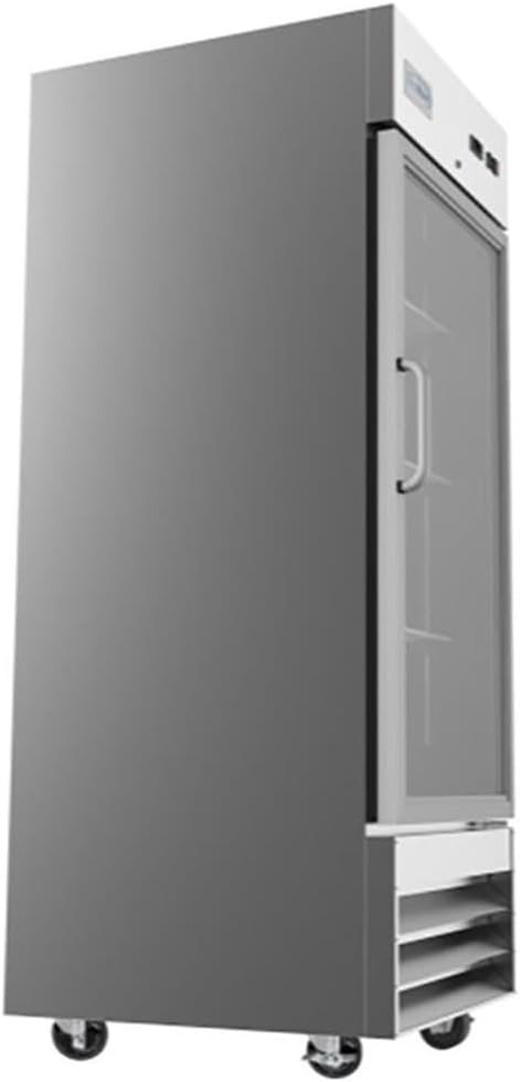 Pemberly Row 29" 1 Glass Door Steel Reach-in Refrigerator Cooler in Silver