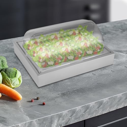 Ice Tray Chafing Dishes for Buffet Stainless Steel Ice Food Serving Display Clear Cold Food Server with Roll Lid Cooling Plate for Dishes Fruit Party - Image 5