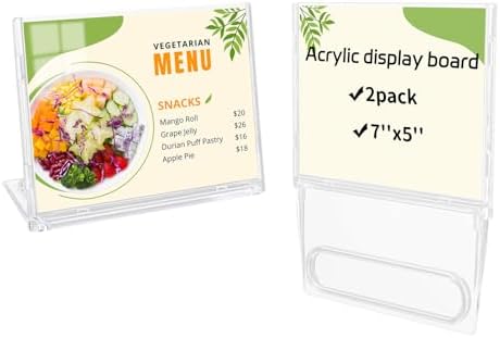 2 Pack 5x7 Inch Sign Holder Horizontal, Double-Sided Usage with Swivel Base for Table Display, for Office, Store, Restaurant, Retail Counters, for Name Sign, Message Board, Note by Unknown
