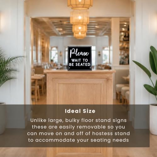 Please Wait To Be Seated Sign with Stand - Hostess Stand for Restaurant - Image 4