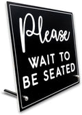 Please Wait To Be Seated Sign with Stand - Hostess Stand for Restaurant by Coastville
