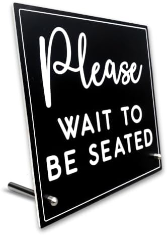Please Wait To Be Seated Sign with Stand - Hostess Stand for Restaurant by Coastville