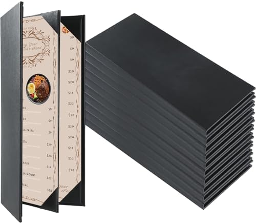 Menu Covers 4.25 x 11", 10Pcs 4 View Leather Restaurant Menu Holders by FL