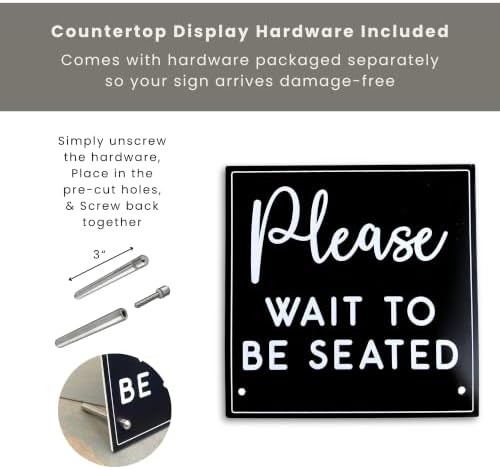 Please Wait To Be Seated Sign with Stand - Hostess Stand for Restaurant - Image 6