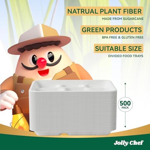 Compostable 5 Compartment Paper Plates 11*8 Inch 500 Pack Divided Plates - Image 6