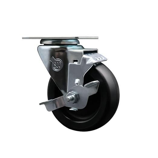 Service Caster Brand Replacement Caster for Uline Caster H-5535SWB - Swivel Top Plate Caster with 4 Inch Polyolefin Wheel and Top Lock Brake - Fits Carts, Dollies and Poly Box Trucks H-1811