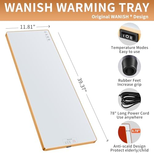 Electric Warming Tray,Extralong 40"x12",Tempered Glass Warming Mat for Food - Image 2