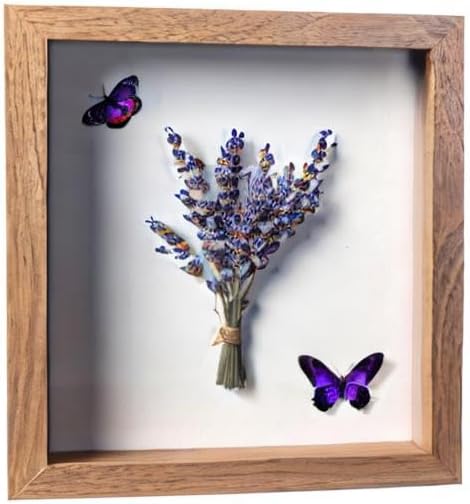 FrameWorks 8.5” x 11” Golden Oak Wooden Shadow Box Frame – Display Case with Soft Felt Back, Memory Box with Tempered Glass, Display Box with Elegant White Ball Push Pins, Wooden Flower Box