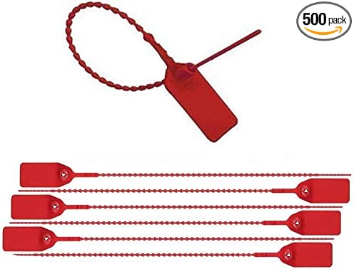 ZWY Security Seals Pull-Tite Plastic Tamper Seals Disposable Self-Locking Tie Tags 500 Pack(Red)