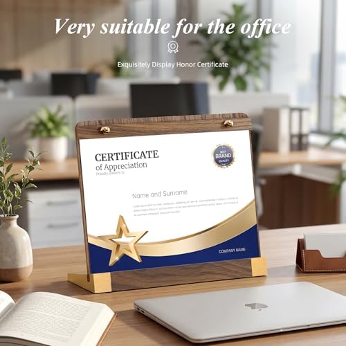 2 Pack Acrylic Sign Holders 8.5 x 11 Horizontal with Wood Base, Tabletop Display Sign Stand for Menu Flyer Poster, Clear Acrylic Paper Frame for Restaurant Coffee Shop Hotel Office Exhibition Horizontal - Image 4