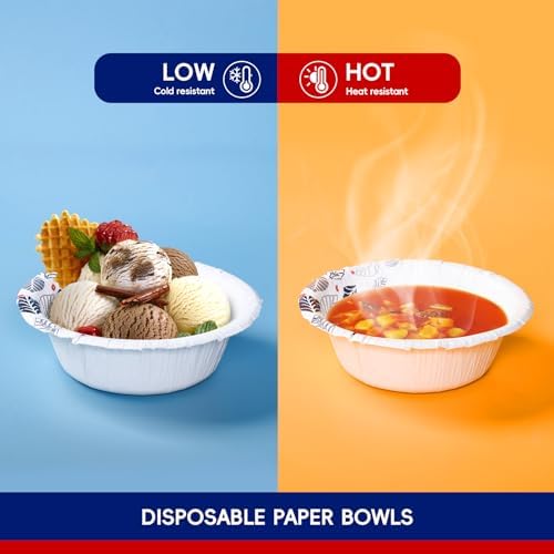 JOLLY CHEF 156 Count Paper Bowls 16 oz with Leaf Floral Print - Image 4