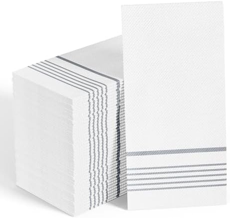 200 Paper Dinner Napkins, 2 Ply Silver Guest Hand Towels for Parties by JOLLYCHEF