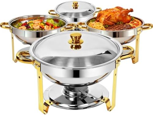 6QT Round Chafing Dishes for Buffet -4 Pack Food Warmers for Parties by Unknown