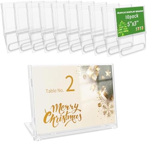 10 Pack 3x5 Inch Small Sign Holder Horizontal, Double-Sided Usage with Swivel Base for Table Display, for Office, Store, Restaurant, for Number/Name/Food Label Display, Note by Unknown