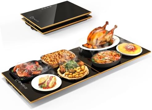 Food Warmers for Parties Buffet, （31.5"x12"） Assemblable Stackable Electric Warming Tray with 8-Level Temperature Adjustment and 8-Hour Timer, Upgraded Desktop-Protecting Food Warming Mat by Unknown