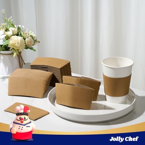 JOLLY CHEF 500 Pack Kraft Sleeves for 10, 12, 16, 20 oz Coffee Cups, 210 Pack Disposable Paper Coffee Cups 16 oz with Brown Sleeves, - Image 5
