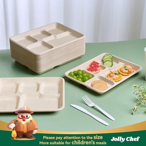 Compostable 5 Compartment 10*8.25*1 Inch 500 Pack Heavy Duty Paper Plates - Image 4