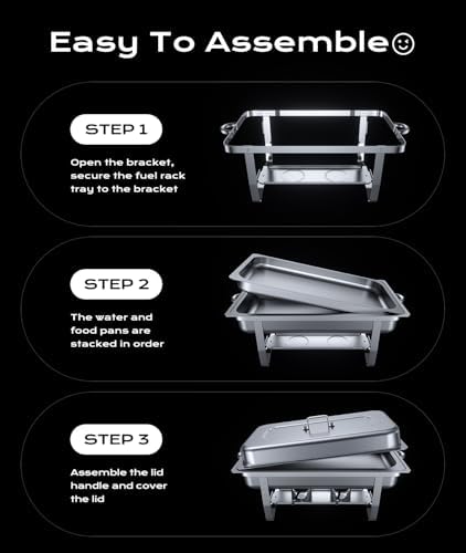 Chafing Dishes for Buffet 2 Pack, [Ultrasonic Mirror Polishing] Chafing Dish Buffet Set 9QT, [Rolled Edge Finger Protection] Buffet Servers and Warmers for Any Party, Wedding, Birthday and Hotel - Image 6