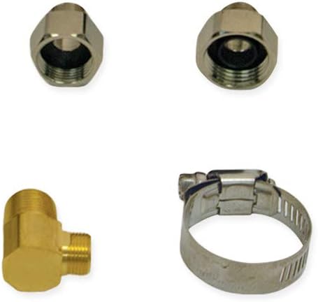 Eastman Dishwasher Installation Kit with Large Port, 1/2 Inch Compression, 3/8 Inch MIP Elbow, 1/2 Inch FIP Valve Adapter, 10 Foot Braided Stainless Steel Dishwasher Connectors, 69006