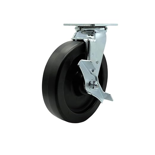 Service Caster Brand Replacement Caster for Uline Caster H-3323SWB - Swivel Top Plate Caster with 8 Inch Polyolefin Wheel and Top Lock Brake - Fits Platform, U-Boat and Panel Trucks H-1827