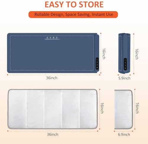 Warming Mat for Food,36"x16" Large Food Warmer Mats for Countertop Blue+Pad - Image 2
