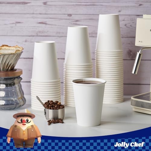 JOLLY CHEF 10 Inch Paper Plates 140 Count and 200 Count 12 oz Coffee Cups, Leak-Proof White Paper Cups for Coffee - Image 4