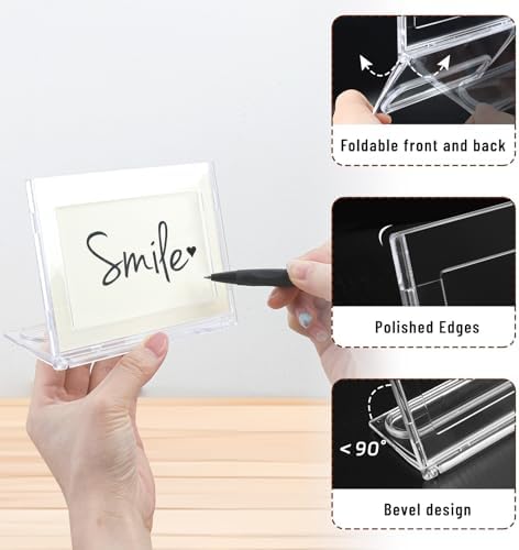 10 Pack 3x5 Inch Small Sign Holder Horizontal, Double-Sided Usage with Swivel Base for Table Display, for Office, Store, Restaurant, for Number/Name/Food Label Display, Note - Image 3